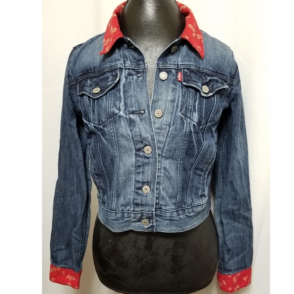Levi's Jackets & Blazers - Rare Levi's Jean denim jacket red bandana pattern
